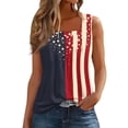 thumbnail image 3 of Patriotic 250th Anniversary Tank Top for Women - Star Spangled Square Neck Tee - 1776-2026 Independence Day Graphic Top - Red White Blue Sleeveless Casual Blouse Navy XXL, 3 of 6