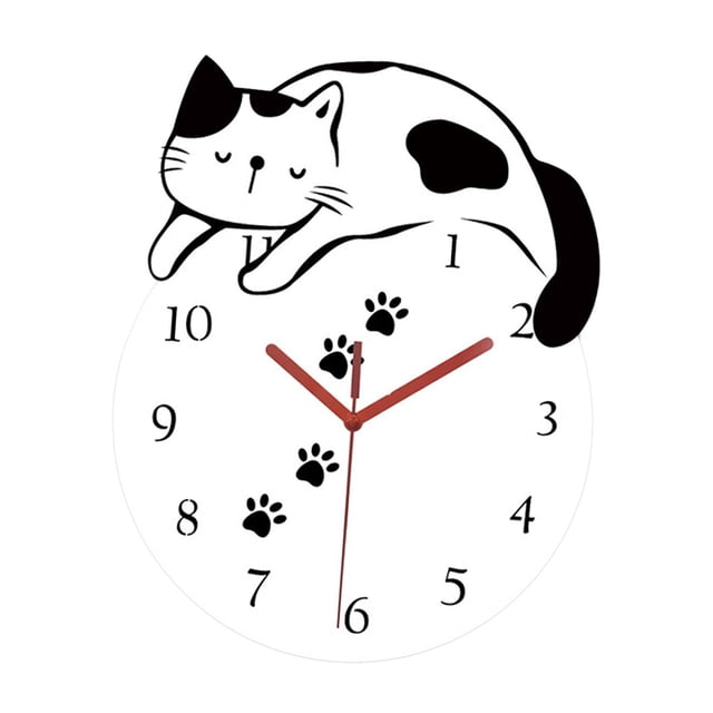Reloj colgante de pared acrílico con diseño de gato de dibujos animados, moderno y decorativo, decoración de pared de 24x30cm para regalo de