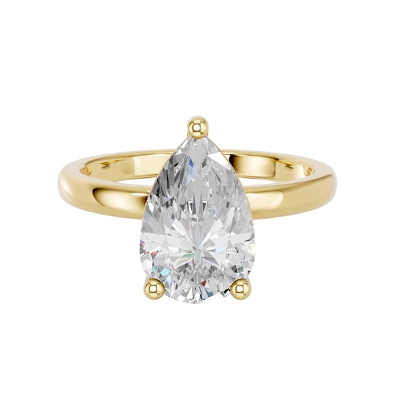 KEEVA JEWELS IGI Certified 1.00 Carat Pear Shape F/VS Lab Grown Diamond Solitaire Engagement Ring for Women Made in Yellow Gold Plated Silver Size 8