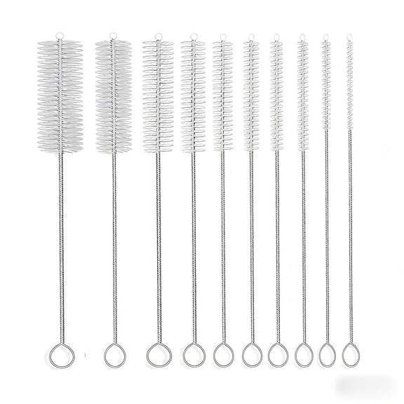 Long Straw Brush Set: 10-Pack Nylon Tube Cleaners with 10 Different Diameters for Reusable Bottles, Tumblers, and Narrow Pipes