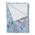 thumbnail image 2 of Colorful Soft Flannel Fleece Throw Blanket, Floral Artwork Autumn Leaves on Blue Backdrop Garden Theme Nature Illustration, Cozy Plush for Indoor and Outdoor Use, 70" x 90", Multicolor, by Ambesonne, 2 of 5