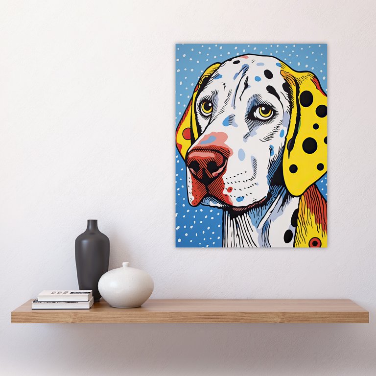 Dalmatian Dog Pop Art Painting Yellow Orange Blue Roy Lichtenstein
