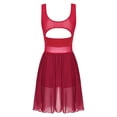 thumbnail image 4 of inhzoy Women's Lyrical Dance Dress Chiffon Asymmetric Skirted Leotard Modern Dresses Red XS, 4 of 7