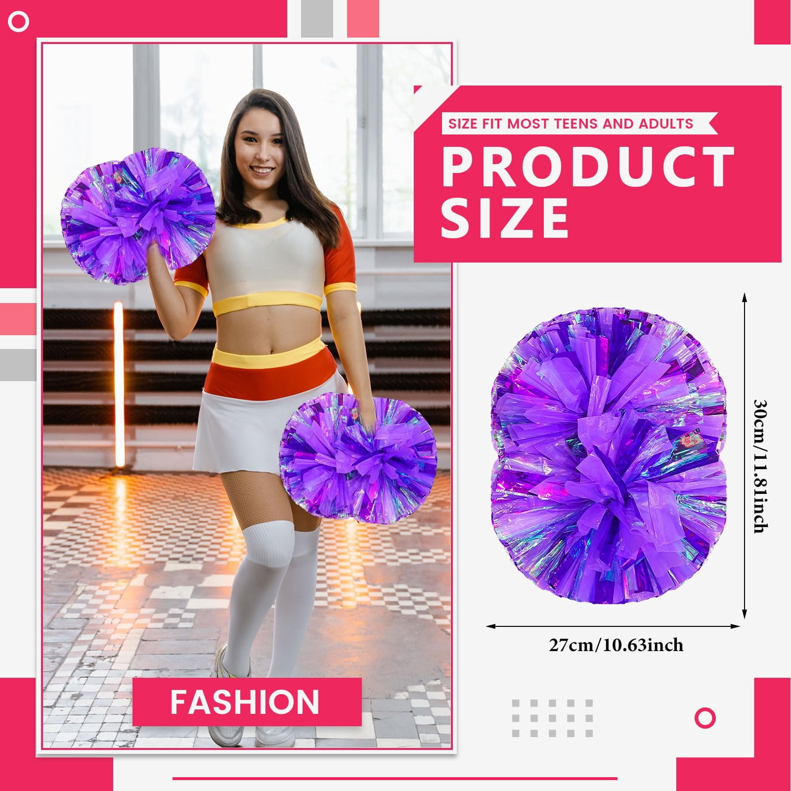 12 Pcscheerleading poms,pom poms Cheerleading with Handle Style Cheer Pom Pomsfor Dance, Matches