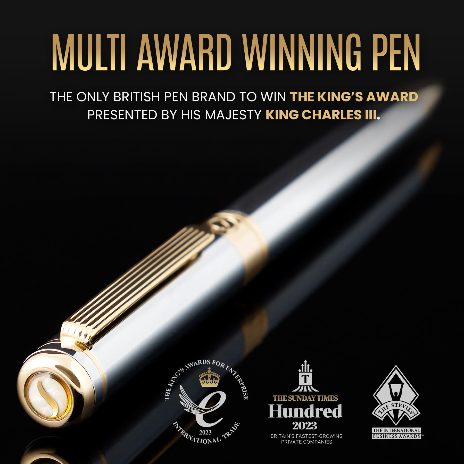 Chrome Ballpoint Pen - Stunning Luxury  Real Schmidt Black Refill Ball Gift Set For Men & Women Professional Executive Office Nice Fancy Pens