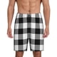 thumbnail image 1 of Balery White And Black Plaid Pantalones cortos de pijama de punto de algodón para hombre con cinturilla y bolsillos-Small, 1 of 6