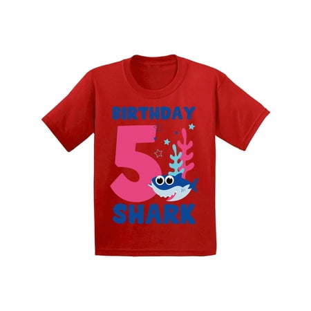 

Awkward Styles Fifth Birthday T-shirt B-day Shark Toddler Shirt Shark Birthday