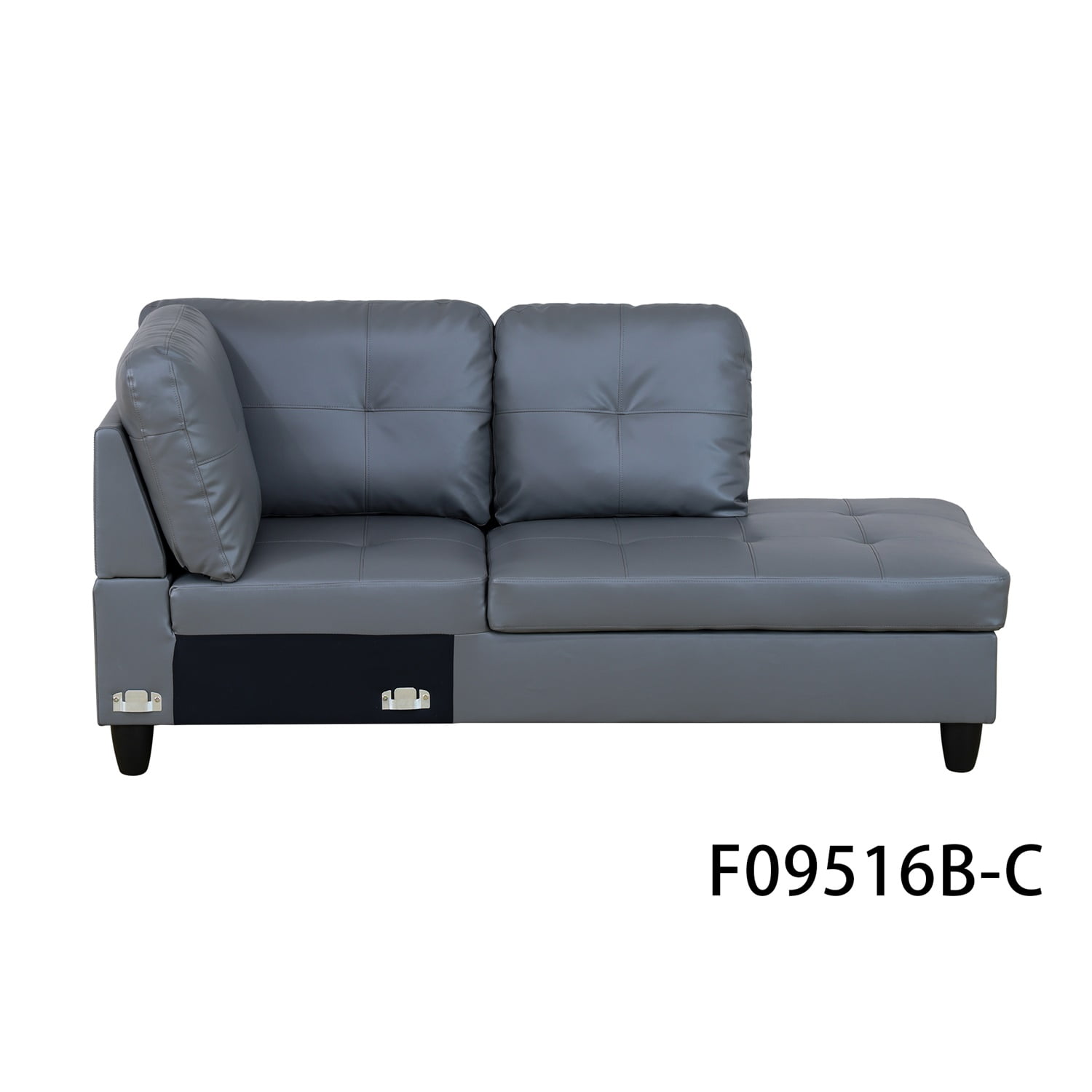 Hommoo Semi PU Synthetic Leather 4-Seat Couch Living Room Sofa Set, Modern Couch Sofa Set, Sectional Sofa Chaise Lounge for Home, Apartment, Loft and Office, Dark Grey(Without Ottoman)
