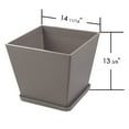 thumbnail image 2 of Kozyard 2Packs Taper Planter Indoor Outdoor Plant Pots with Tray Collecting Water for Porch, Patio, Backyard Planters Modern Décor for Tall Plants Flowers GrayishBrown, 2 of 7