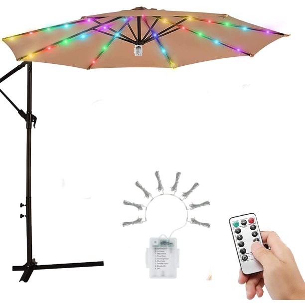 LINLIN Umbrella String Lights,104 LED Umbrella Fairy Lights,Battery Operated with Remote Control