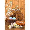 thumbnail image 2 of GreenDecor 5x7ft Photography Backdrop Happy Easter Colorful Eggs Baskets Rattan Blooming Peach Blossom Vintage Wood Plank With Wooden Floor Photo Back, 2 of 4