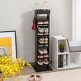thumbnail image 3 of Gymax Rotated Shoe Rack 9 Tier Wooden Shoe Organizer w/Hooks & Anti-drop Railing Black, 3 of 10