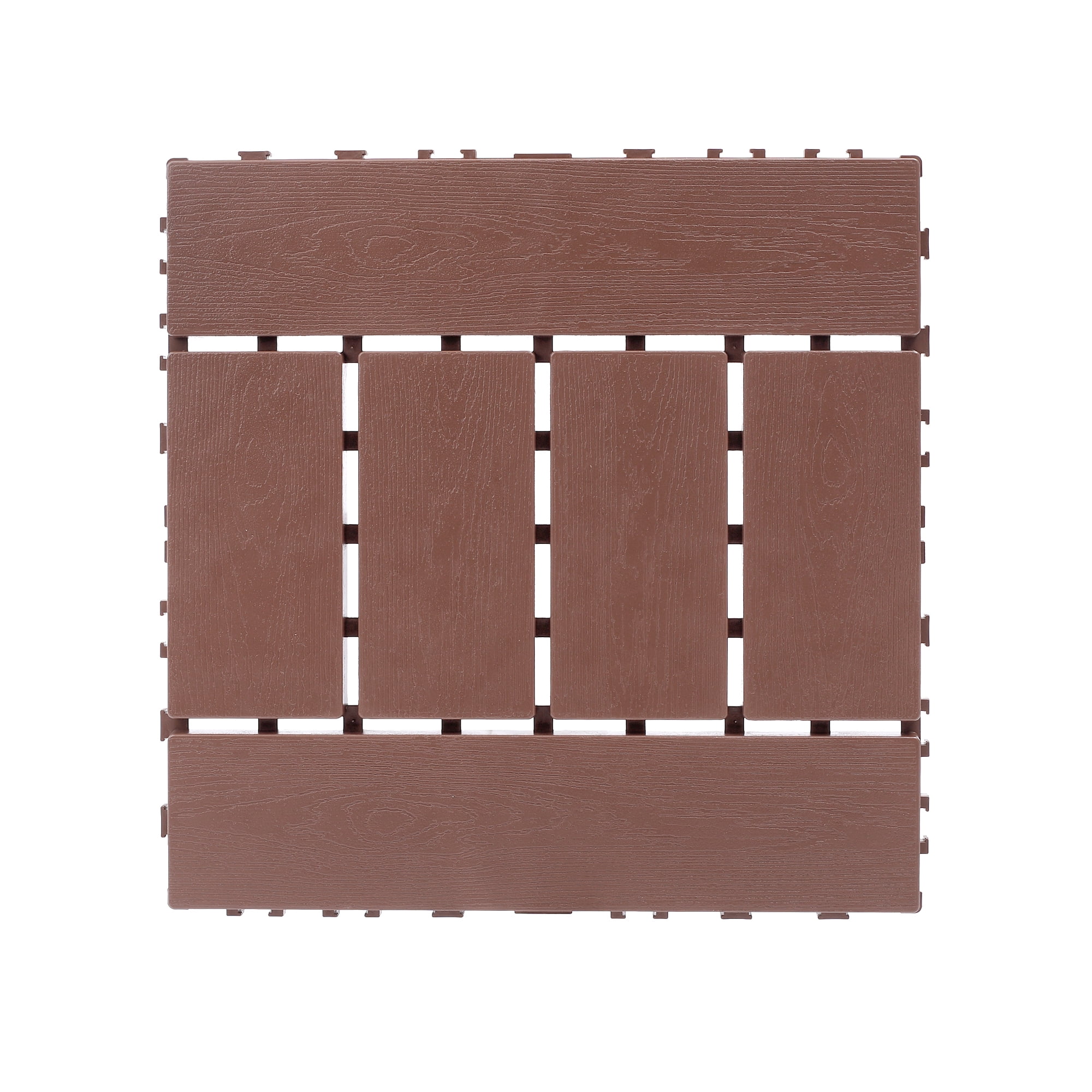 Deck Tiles, 12 Inch 44 Pcs Interlocking Indoor Outdoor Floor Tiles for Porch Poolside Backyard Garden, Brown
