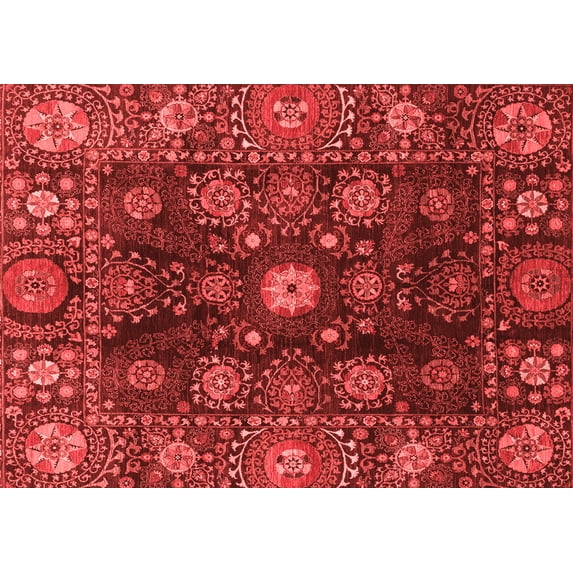 Ahgly Company Indoor Rectangle Abstract Red Modern Area Rugs, 4' x 6'
