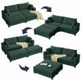 thumbnail image 3 of ZAFLY 85” Green Sectional Sofa with Chaise, Oversized Loveseat Deep Seat Couch, Corduroy Sleeper Sofa for Small Spaces/Apartment, 3 of 8