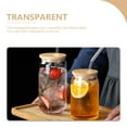 thumbnail image 3 of 2 Pcs Glass Jar with Lid Clear Mugs Beverage Cups Straw Cold Coffee Glasses for Can Heat-resistant Wooden Travel, 3 of 6