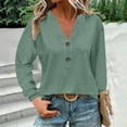 thumbnail image 2 of Long Sleeve Shirts for Women Women's Solid Color V-neck Long Sleeved T-shirt, 2 of 7