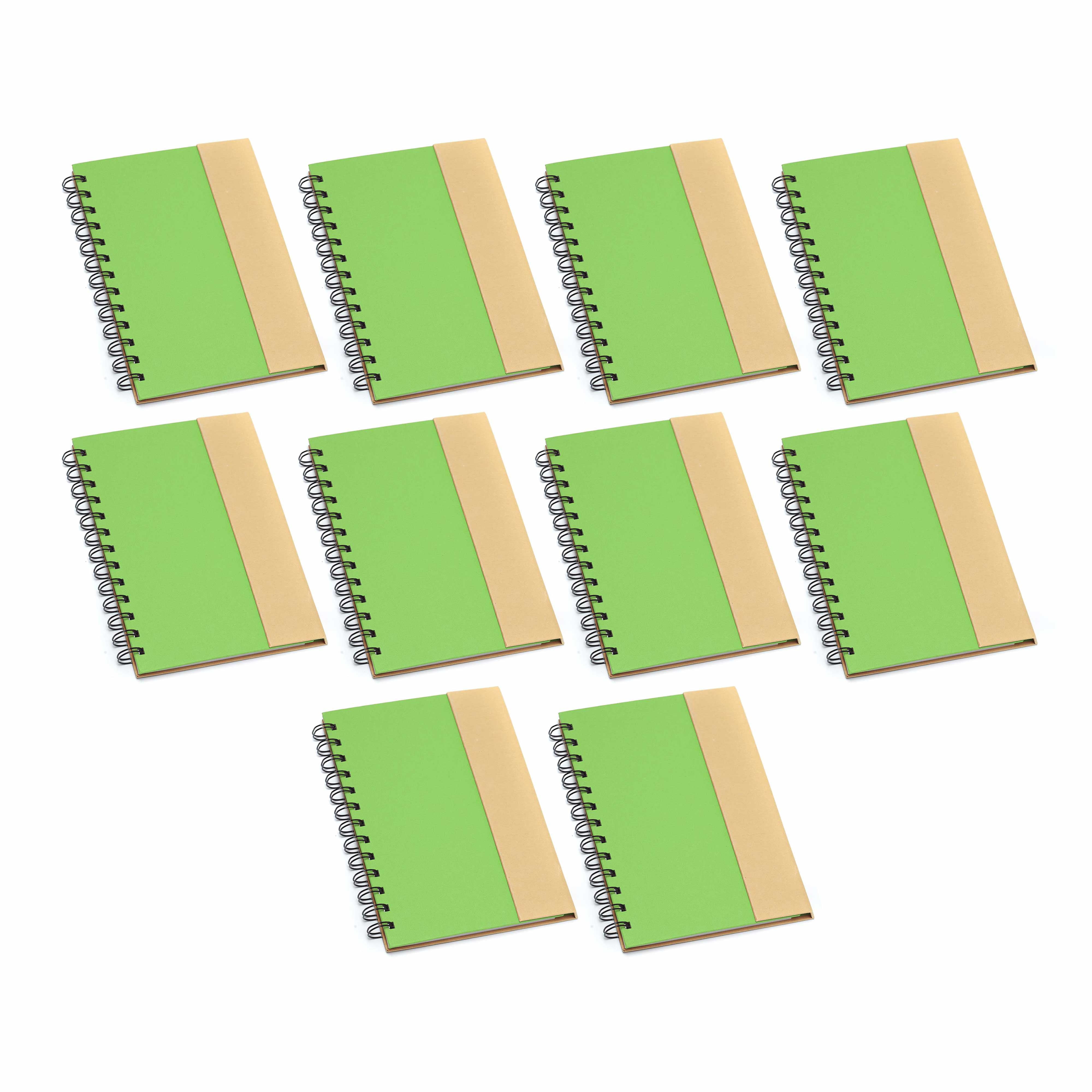 Eco Friendly Spiral Notebooks with Pens Set of 10, Bulk Pack Perfect