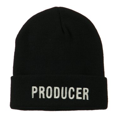 Producer Embroidered Long Beanie - Black OSFM