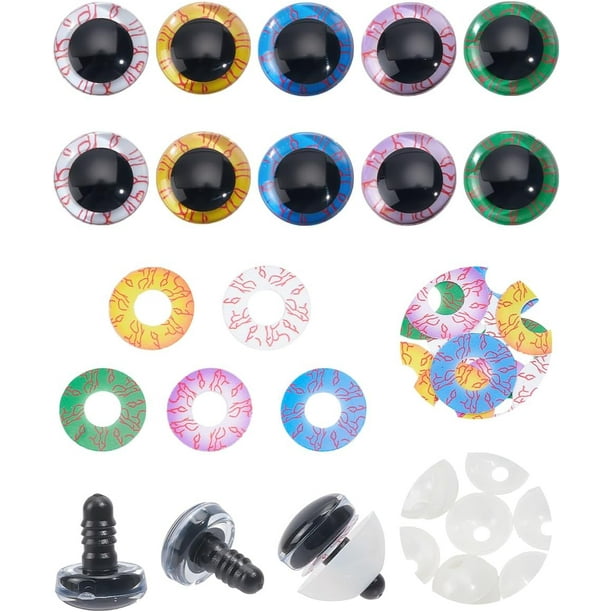 10 juegos de ojos de seguridad transparentes de 18 mm, color rojo sangre, para peluches y animales de ganchillo. 5 colores.