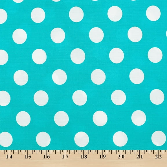 Polka Dot Large Printed Fabric Aqua / White 100% Cotton 58/60" Wide Sold By The Yard
