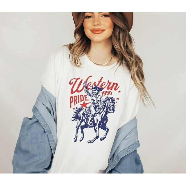 T-shirt Graphique Western Cowgirl T-Shirt Country - comme sur l'Image - S