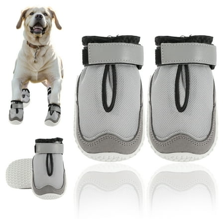 Unique Bargains 4pcs Dog Shoes Breathable Dog Shoes Dog Boots Paw Protectors Gray Size 5 Width 2.16