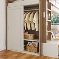 thumbnail image 4 of Bellemave Twin Over Twin Bunk Bed with 4 Storage Drawers and Wardrobe, Solid Wood Kids Bunk Beds Frame with Shelf, No Box Spring Needed (Beige & Natural), 4 of 9
