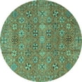 thumbnail image 1 of Ahgly Company Indoor Round Abstract Turquoise Blue Modern Area Rugs, 3' Round, 1 of 4