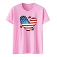 thumbnail image 2 of Joernso Independence Day Heart Unisex T-shirt Anti-wrinkle Exquisite Edging Polyester Tee Top for Daily, 2 of 8
