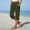 Army Green, variant on Womens Capri Pants Casual High Waist Elastic Straight Linen Pockets Wide Leg Pants Beige