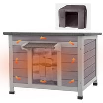 MEDEHOO Insulated Outdoor Cat House with Insulated Liner Weatherproof Feral Cat Shelter for Winter