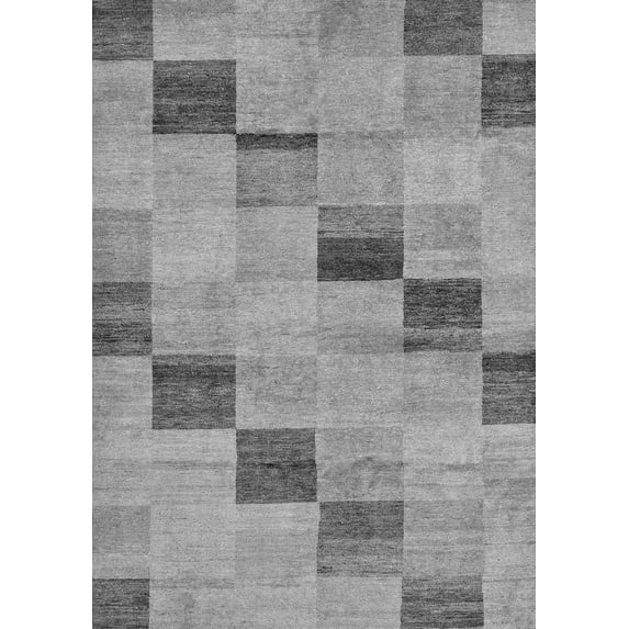 Ahgly Company Indoor Rectangle Checkered Gray Modern Area Rugs, 8' x 12'