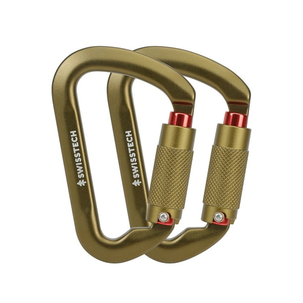 Swiss Tech 30KN Climbing Carabiners, 2 pack, Auto Locking