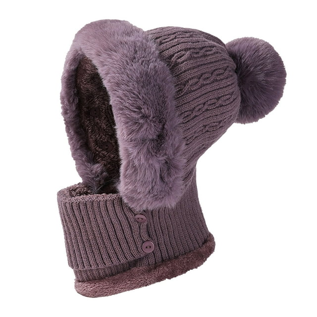 Ensemble Foulard et Chapeau Tricotés d'Hiver pour Temps Froid