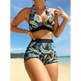 thumbnail image 3 of 2024 Halter Bikini Set Short Swimsuit Women High Waist Swimwear Female Printed Bathers Swimming Bathing Swim Suit Beachwear, 3 of 7