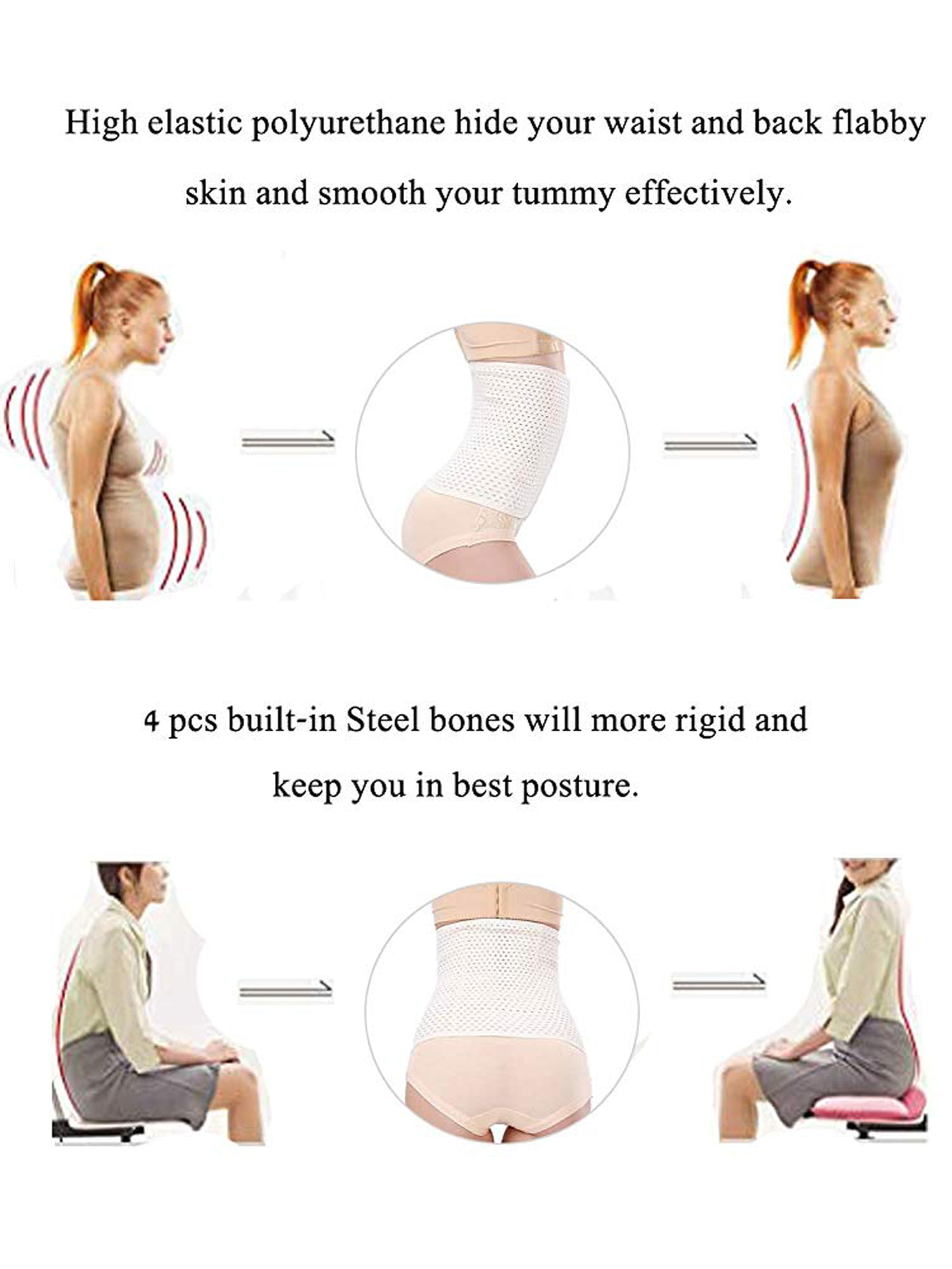Women's Waist Nipper Instant Tummy Slimmer Firm Control Long Torso  Shapewear Body Shaper Girdle Underbust Corset Cincher