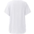 thumbnail image 4 of Pompotops T-Shirt Mode Femme Imprimé Couleur Unie Col en V Manches Courtes Tee Décontracté, 4 of 5