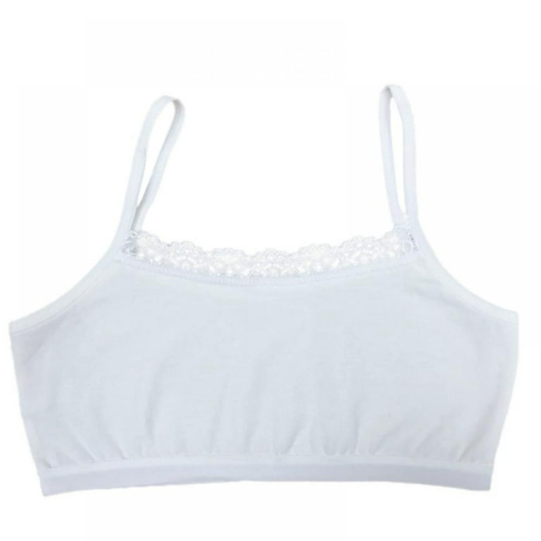 Cotton Bra Girls Training Lace Young Kids Vest Teenage Underwear 8-14Year  4Pcs