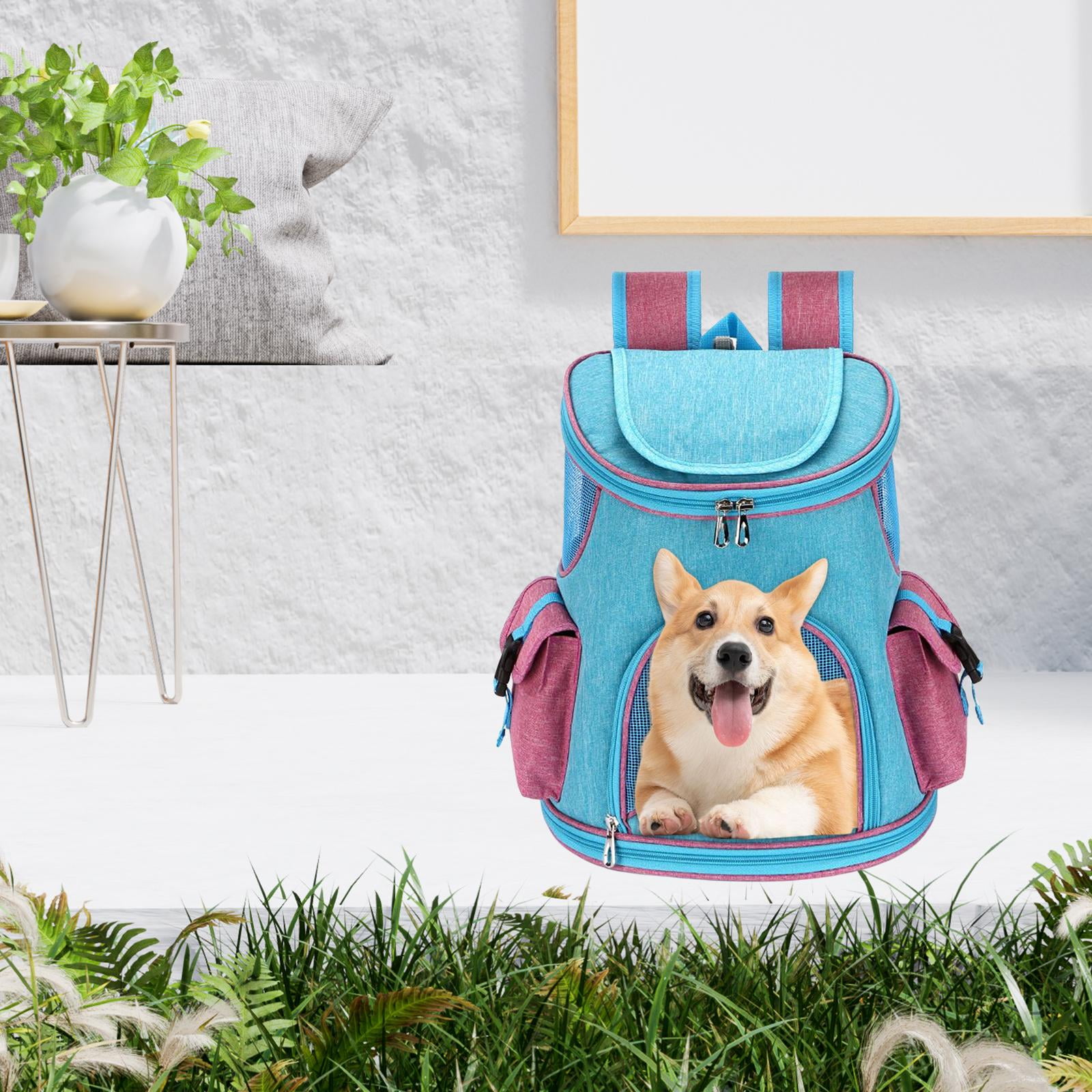 Fzaqwen Pet Carrier Backpack Adjustable Strap 2 Side Bags Carrying Bags Dog Carriers Pet Light Blue 6.6lb