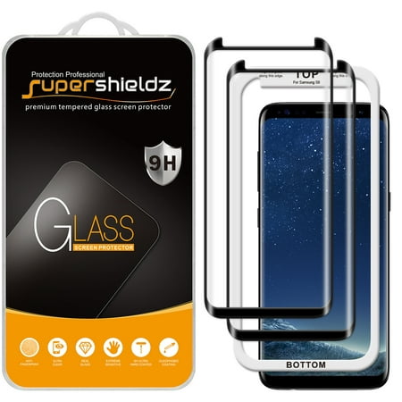 [2-Pack] Supershieldz for Samsung Galaxy S8 [Full Screen Coverage] Tempered Glass Screen Protector, Anti-Scratch, Bubble Free (Black Frame) with (Easy Installation Tray)