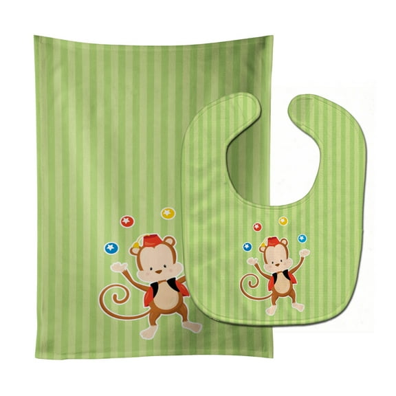 Monkey Juggler Baby Bib & Burp Cloth