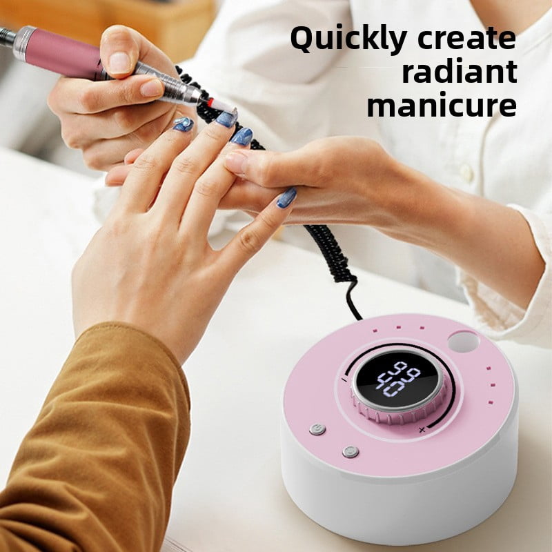 Rechargeable Electric Nail Drill - Portable Wireless Nail File Kit, with 6 drill bits, professional manicure and pedicure tool, suitable for removing acrylic gel, shaping and polishing at home.