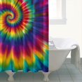 thumbnail image 4 of Yellow and Purple Tie Dye Pattern Modern Waterproof Shower Curtain Set with 12 Hooks, Washable Decorative Bathroom Shower Curtain, 4 of 6