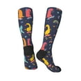 thumbnail image 4 of Bingfone Compression Socks For Women And Men Long Socks For Running Athletic Cycling Nurse-Cartoon Dinosaur Scooter Sport Blue, 4 of 9