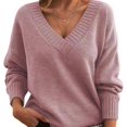 thumbnail image 1 of Pull Femme Ample et à la Mode Col en V Pull Décontracté Polyvalent Tricoté Sexy, 1 of 1