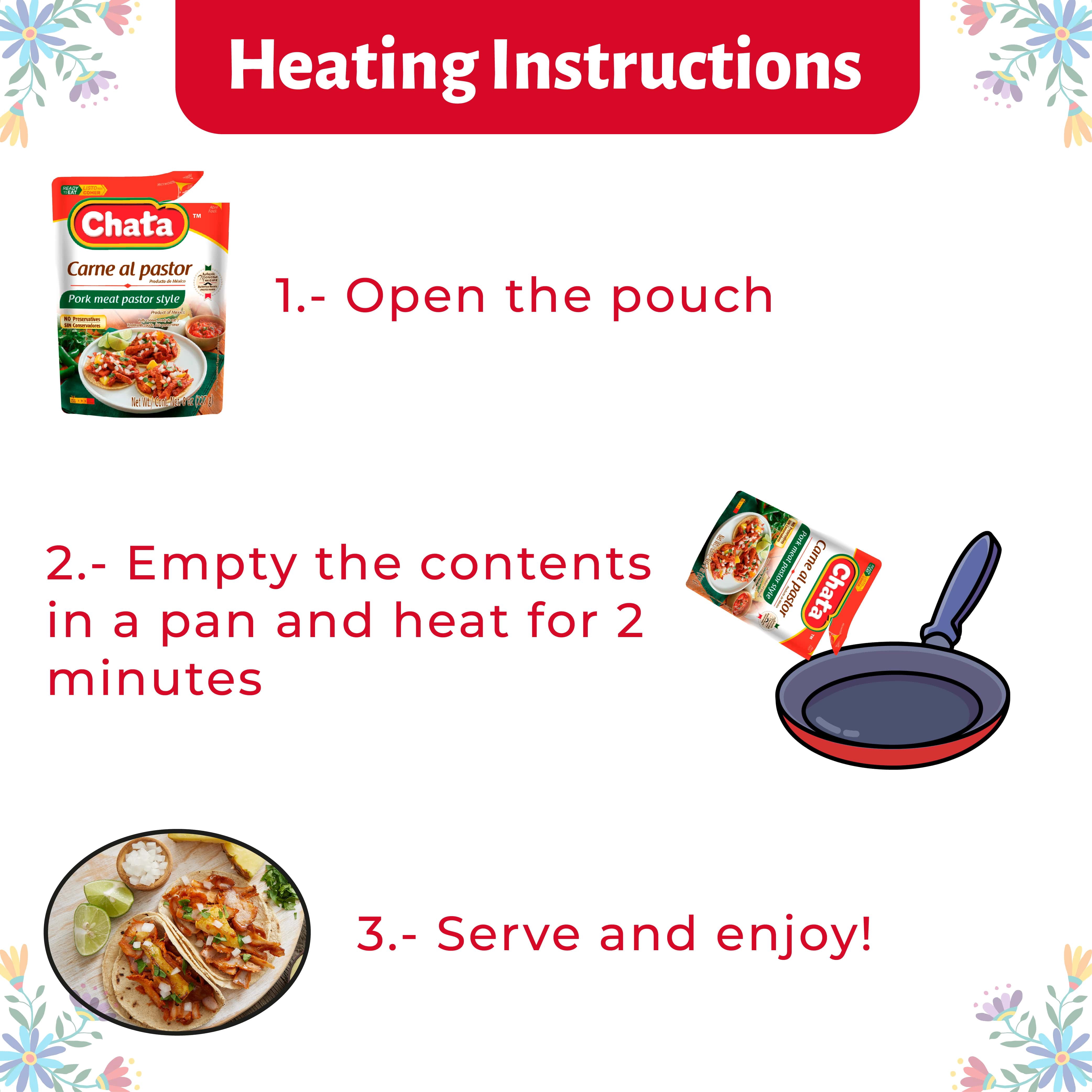 Chata Pork Meat Pastor Style Pouch, 8 oz, Pack of 2