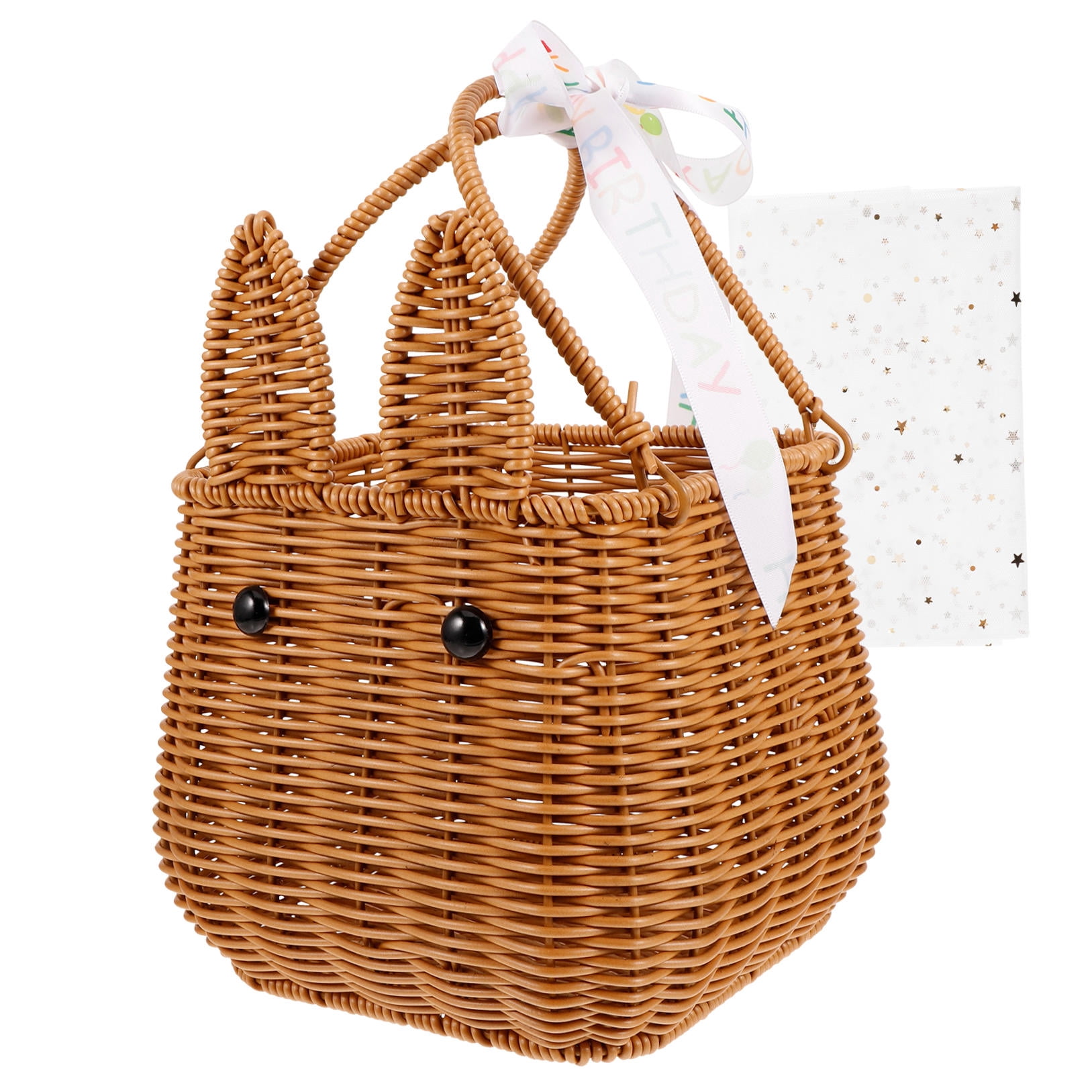 Raindrops Brown Woven Floral Basket, Multipurpose Storage for Easter Eggs, Small Items, Home Decoration and Organization