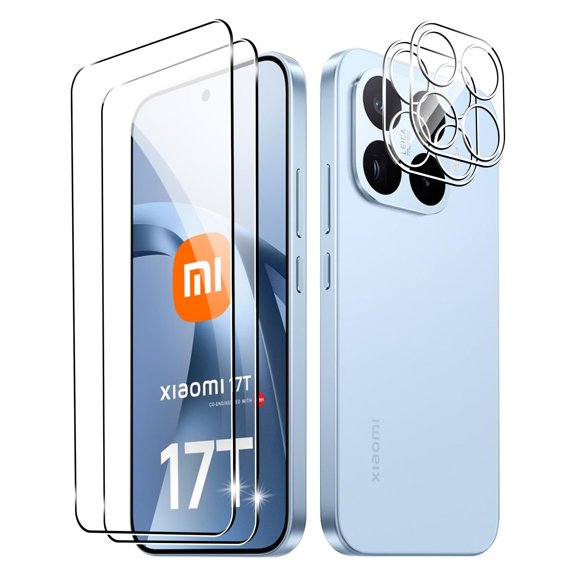 Protector de Pantalla Fhyeugfy Xiaomi 17T Paquete 2+2 de Vidrio 9H