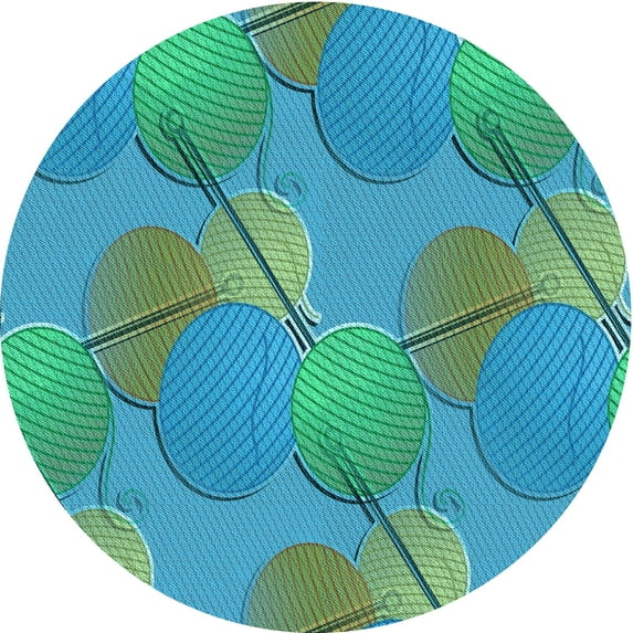 Ahgly Company Machine Washable Indoor Round Transitional Dark Cyan Green Area Rugs, 6' Round